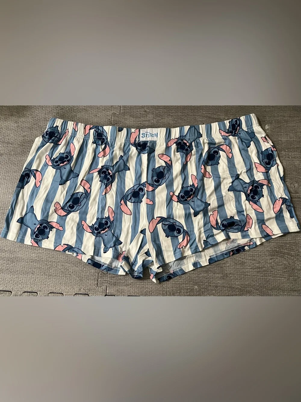 Disney Stitch Women’s Sleep Shorts 2-Pack Plus 2XL Striped Pockets Blue/White